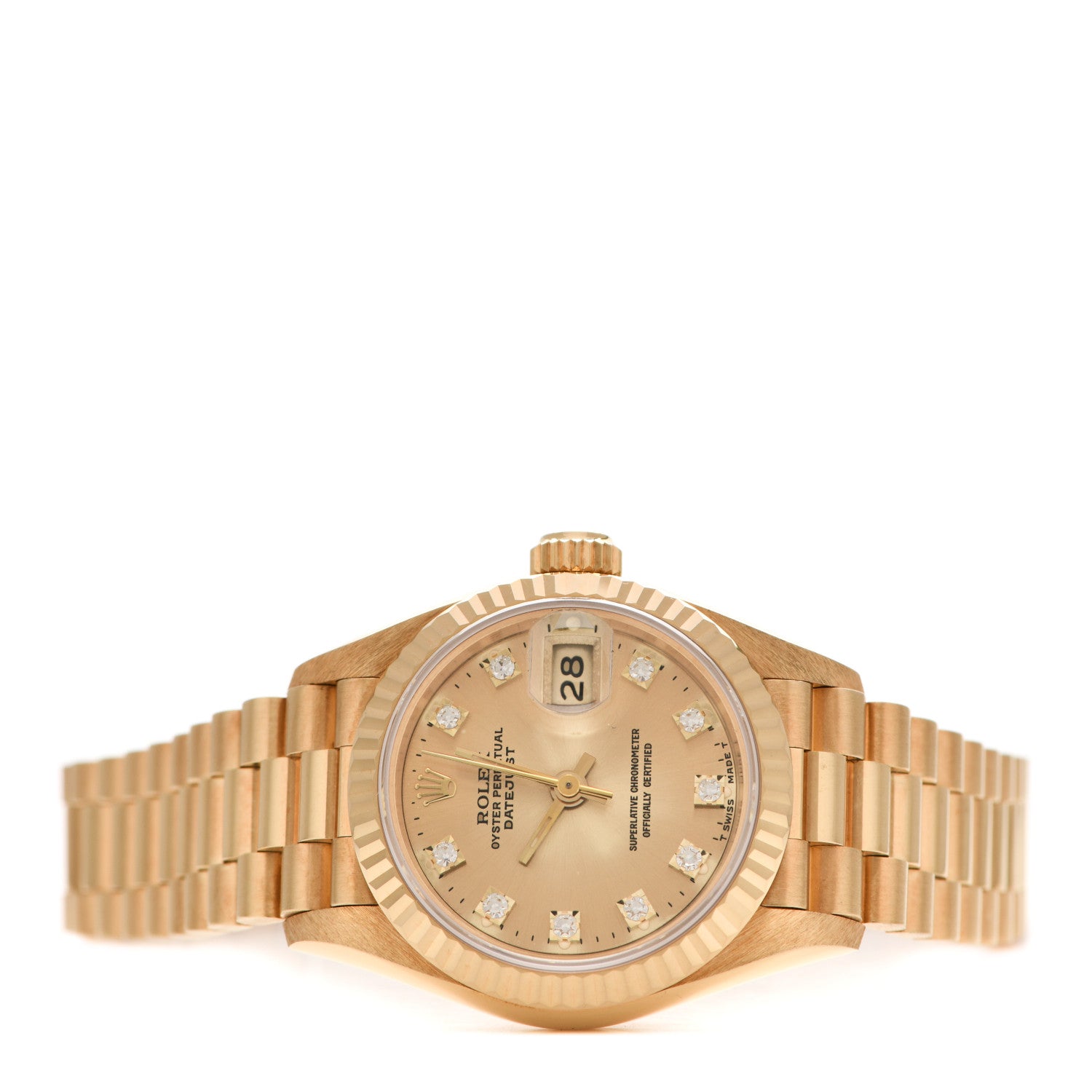 Rolex 18K Yellow Gold Diamond 26mm Datejust President Watch Champagne 69178 2 of 4