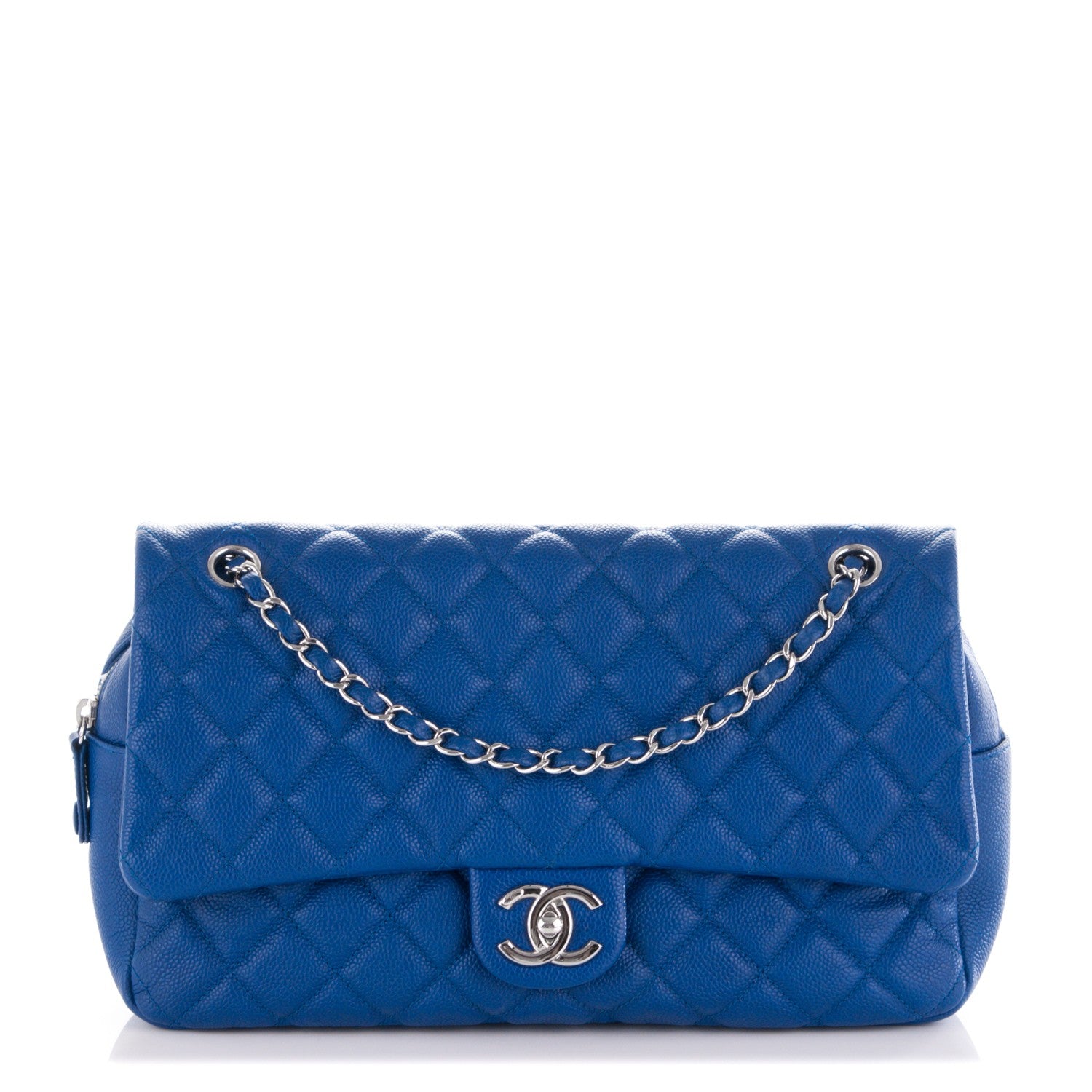 Chanel Caviar Quilted Jumbo Easy Flap Blue 1 of 8