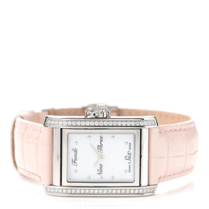 Fendi Stainless Steel Alligator Diamond Bezel Mother of Pearl 27mm Quartz Watch Pink 2 of 7