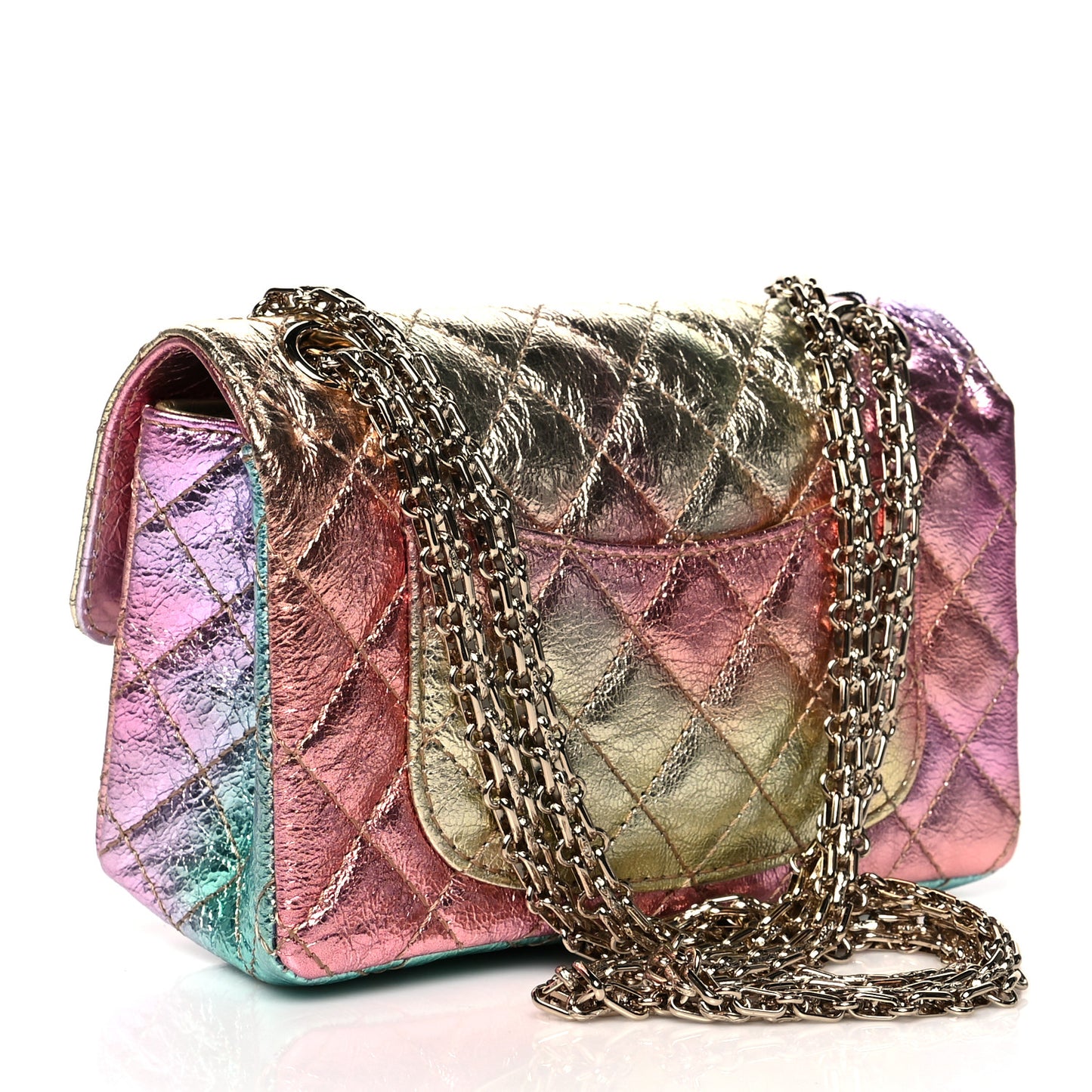 Metallic Goatskin Quilted Mini 2.55 Reissue Flap Multicolor