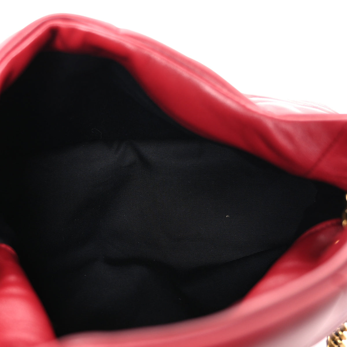 Saint Laurent Lambskin Quilted Small Loulou Puffer Monogram Chain Satchel Red 5 of 10