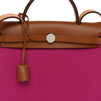 Hermes Vache Hunter Toile Herbag Zip 31 PM Magnolia Fauve 9 of 11