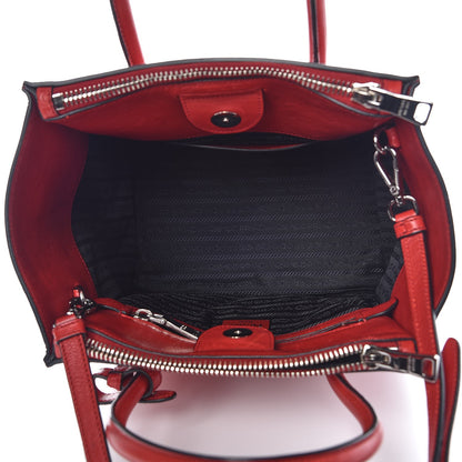 Prada Glace Calf Small Twin Pocket Tote Fuoco 5 of 13