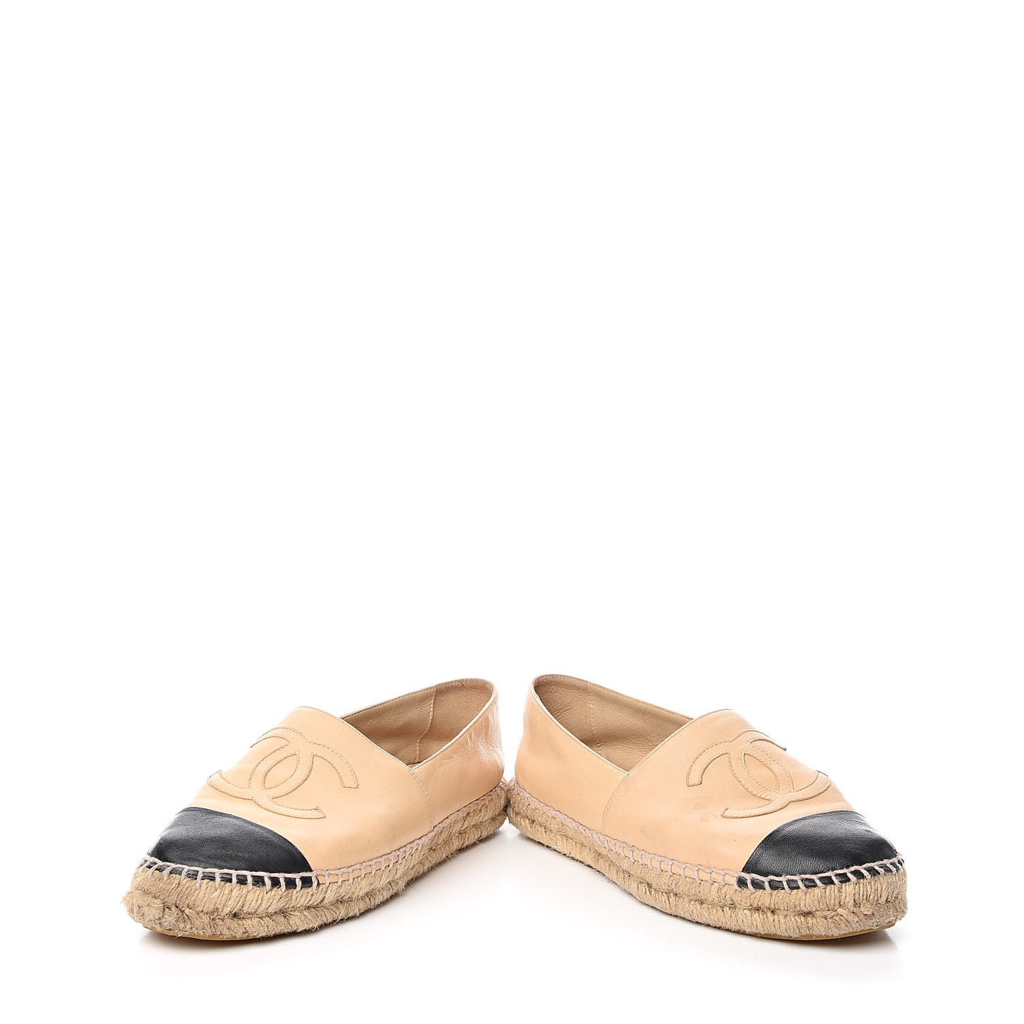 Lambskin CC Espadrilles 37 Beige Black