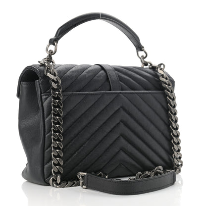 Saint Laurent Sheepskin Matelasse Chevron Monogram Medium College Bag Black 3 of 11