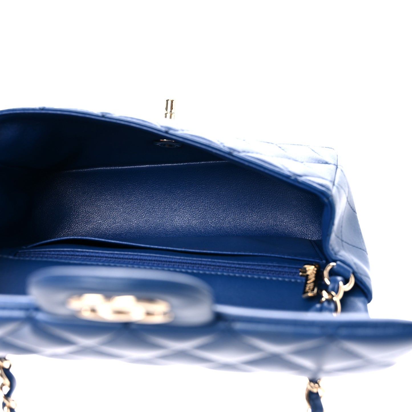 Lambskin Quilted Mini Rectangular Flap Blue