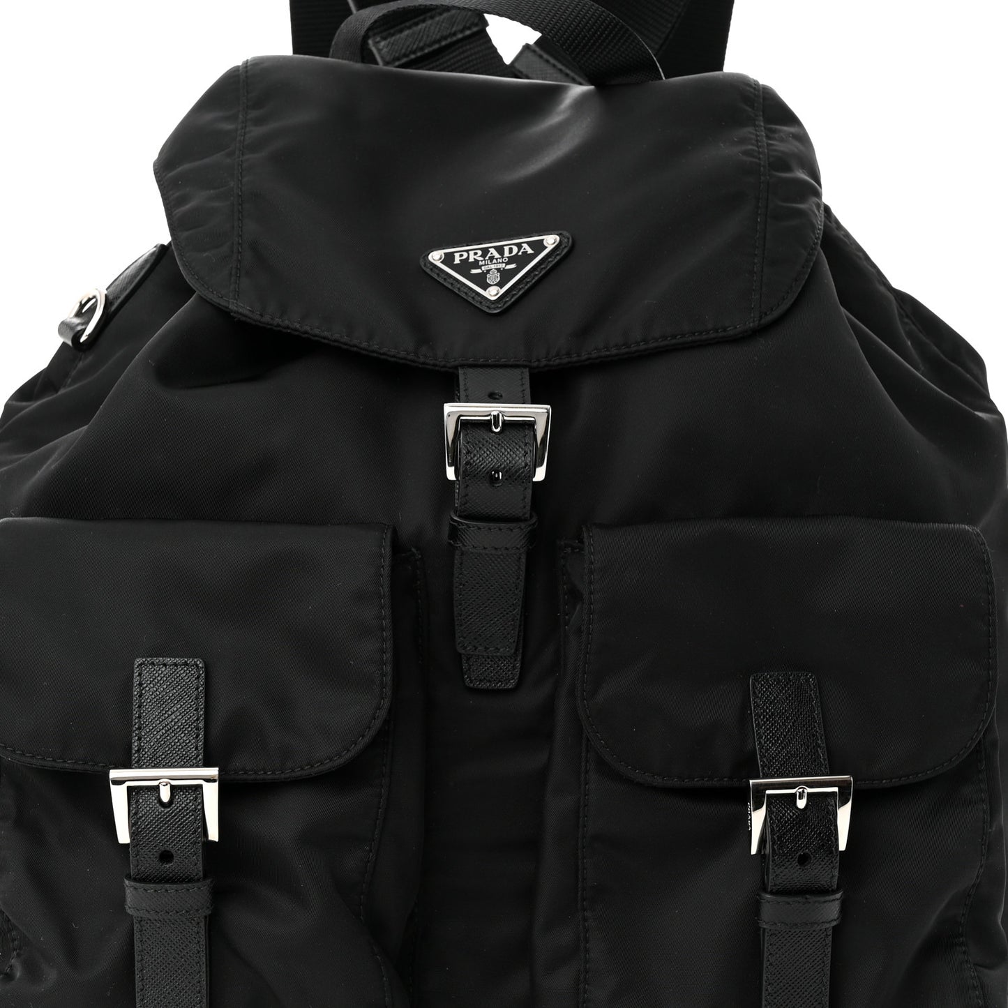 Tessuto Nylon Saffiano Medium Backpack Black