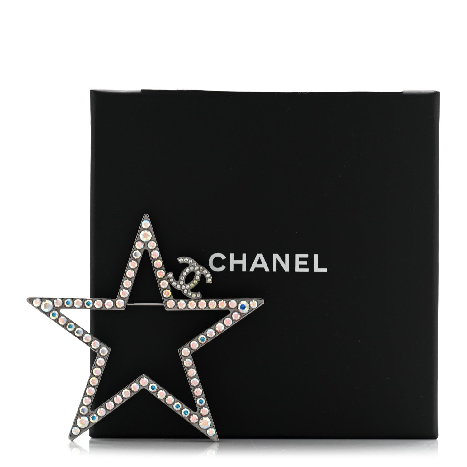 Chanel Ruthenium Crystal Star CC Brooch 5 of 5