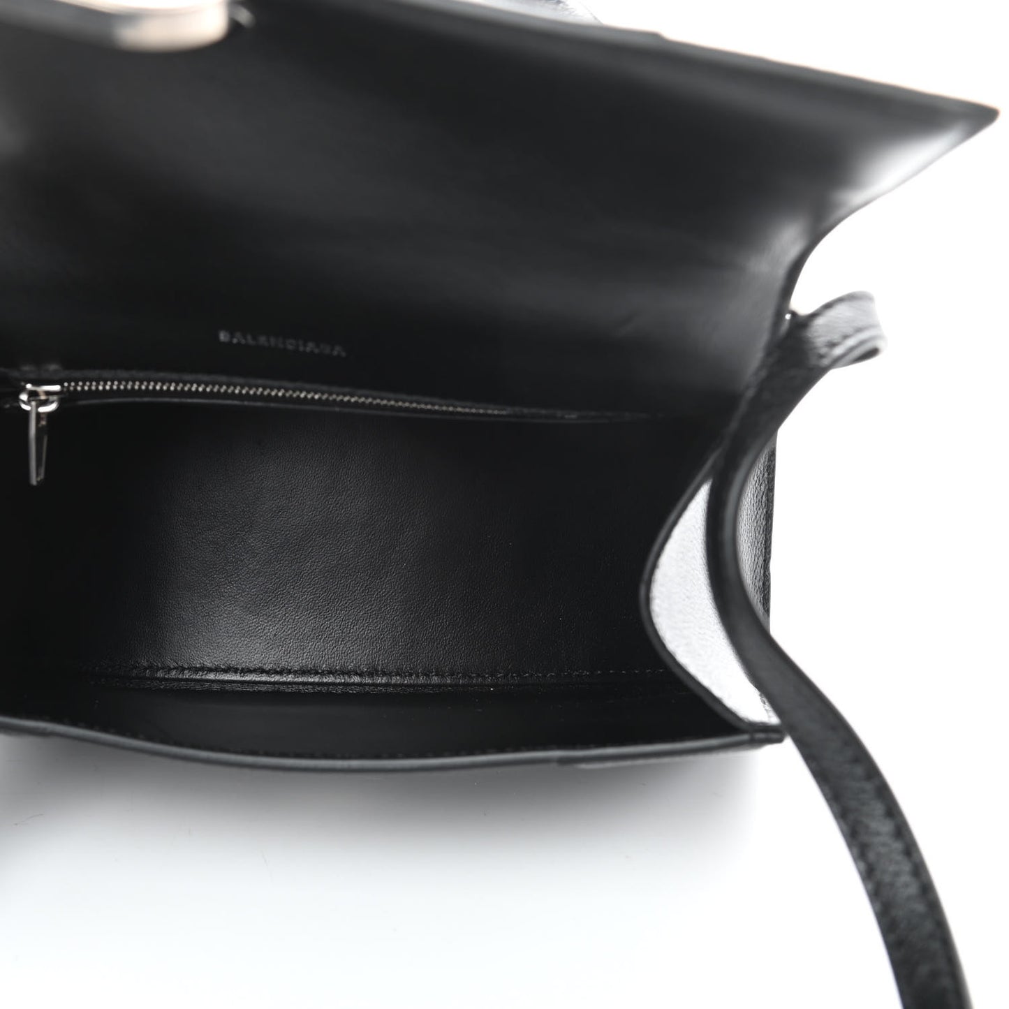 Grained Calfskin Small Hourglass Top Handle Bag Black