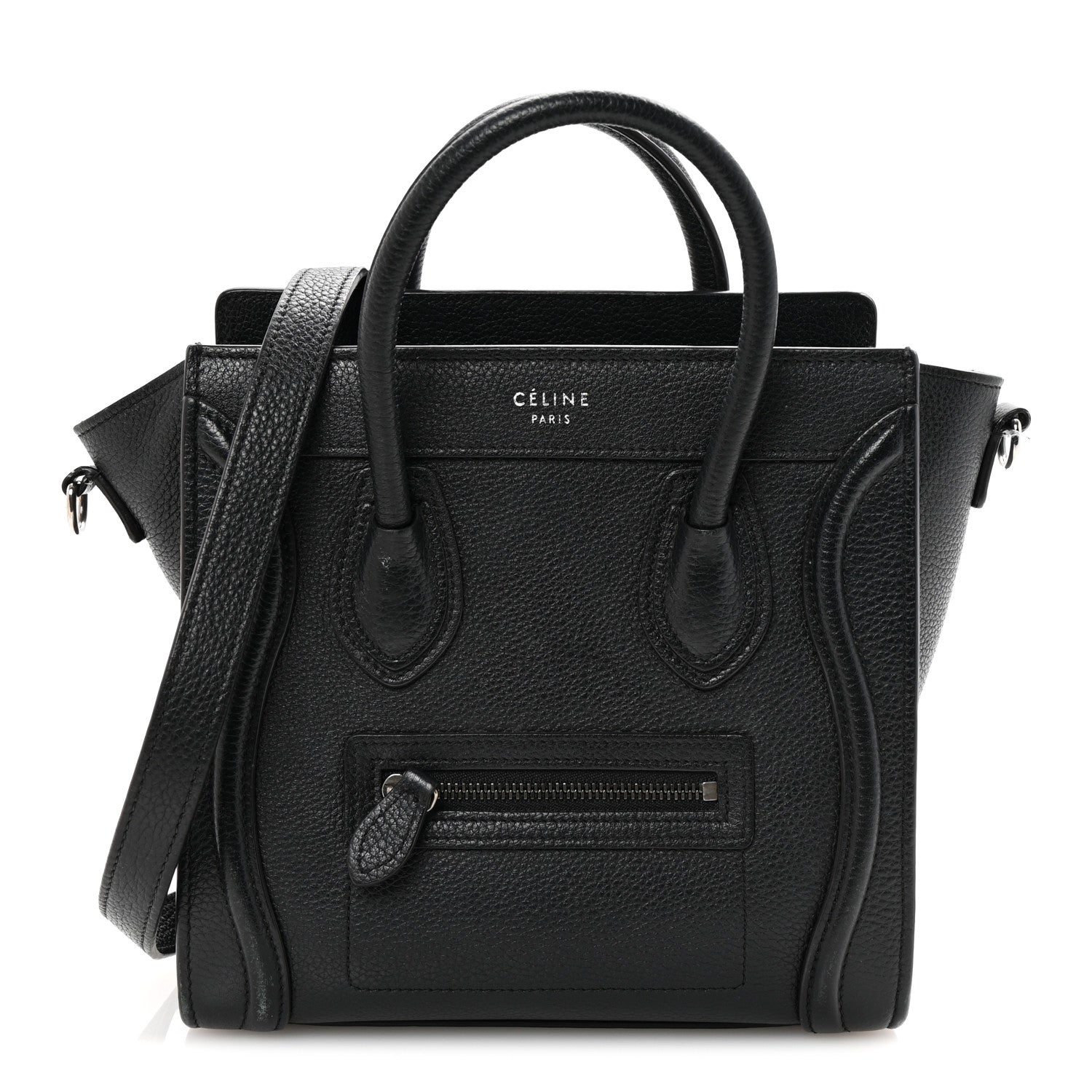 Celine Drummed Calfskin Nano Luggage Black 1 of 9
