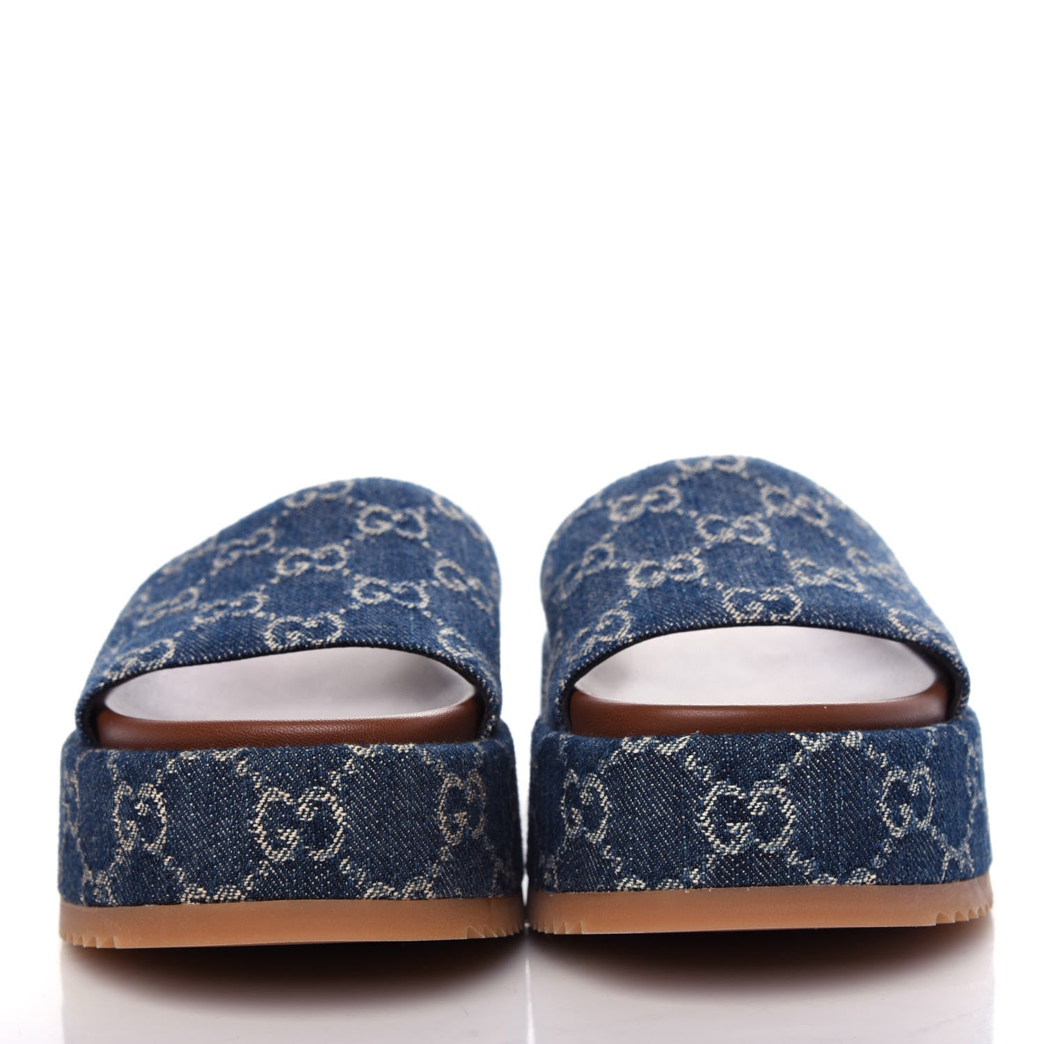 Gucci New Denim GG Monogram Angelina Platform 55mm Slide Sandals 36.5 Blue Tea 2 of 10