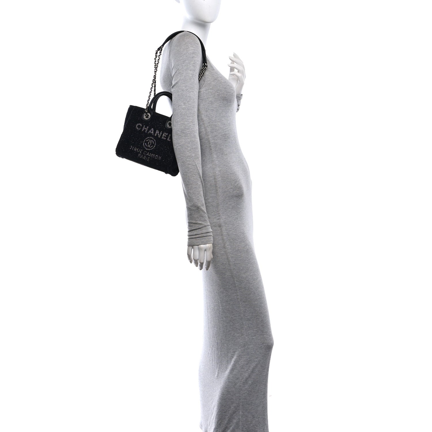 Chanel Lurex Canvas Mini Deauville Tote Black 2 of 12