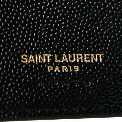 Saint Laurent Grain De Poudre Matelasse Chevron Monogram Compact Tri Fold Wallet Black 6 of 9
