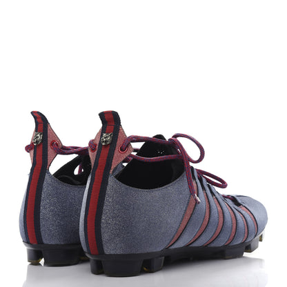 Gucci Nappa Sparkle Feline Web Titan Lace Up Sneakers 8.5 Caspian Rosso 4 of 11