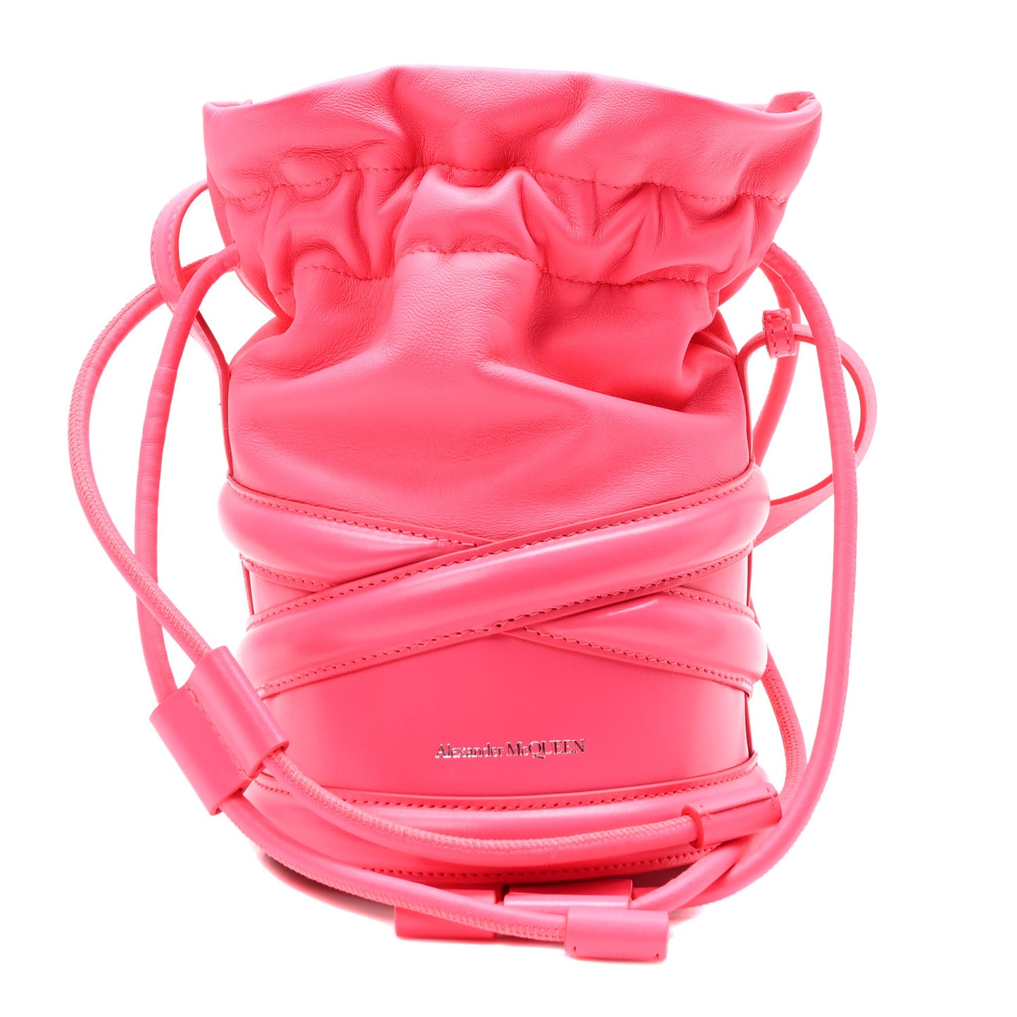 Calfskin The Soft Curve Drawstring Bag Neon Pink
