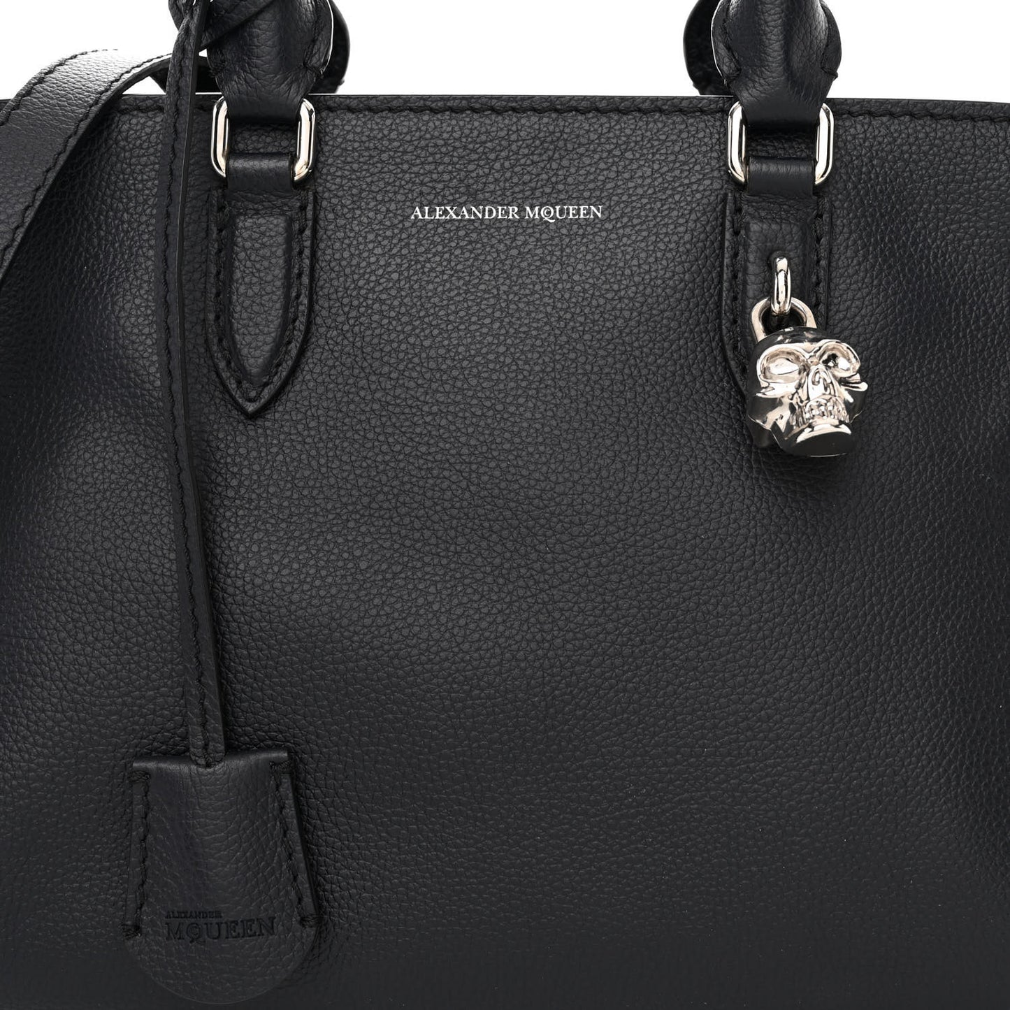 Pebbled Calfskin Small Skull Padlock Zip Around Tote Navy