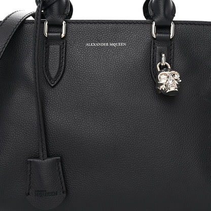 Alexander McQueen Pebbled Calfskin Small Skull Padlock Zip Around Tote Navy 8 of 10