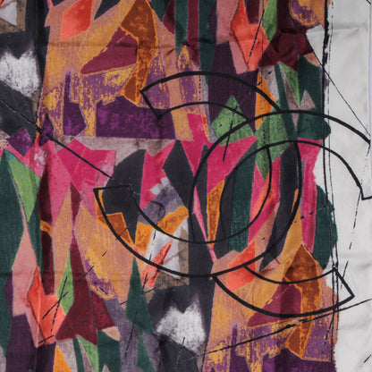 Chanel Silk Abstract CC Logo Scarf White Multicolor 1 of 5