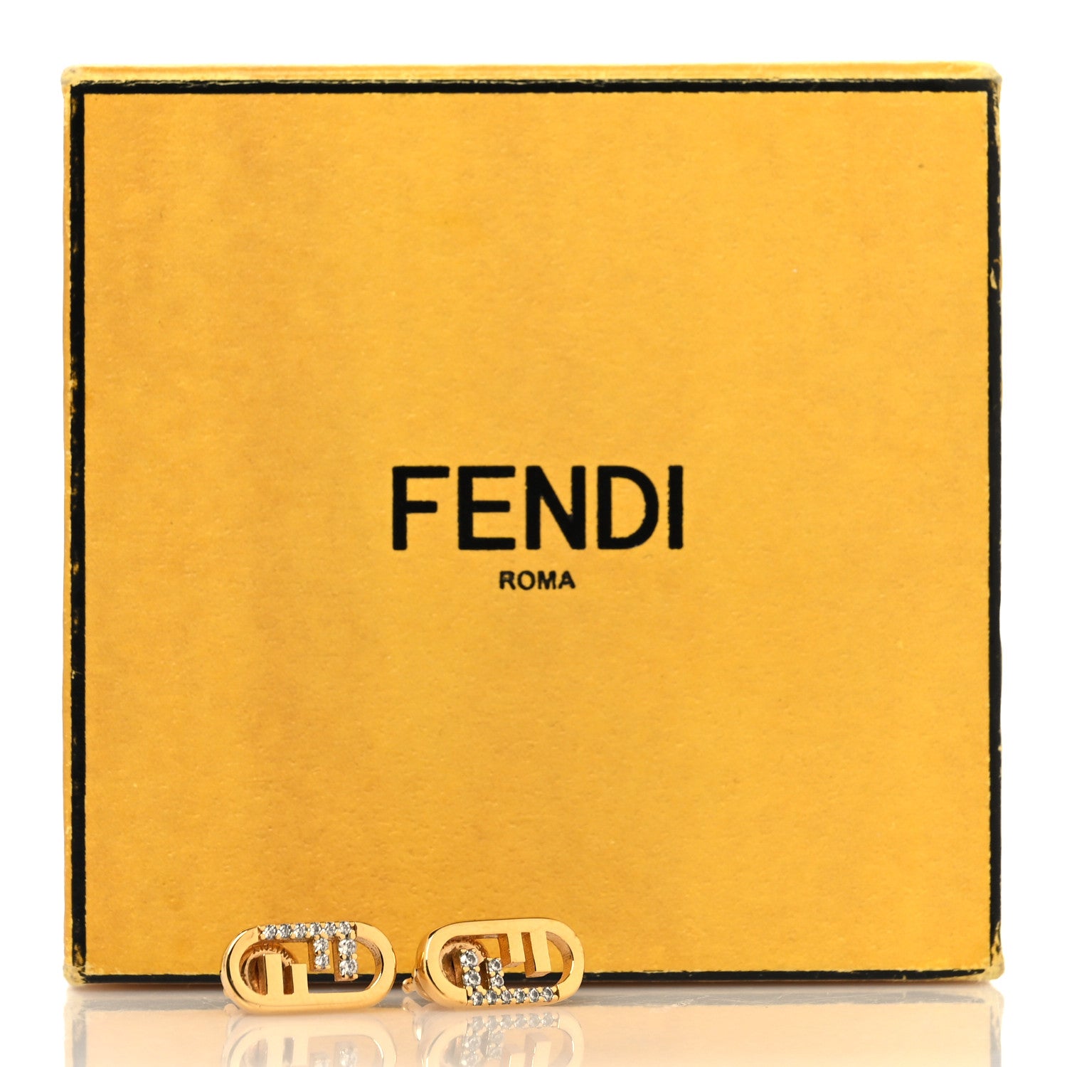 Fendi Metal Crystal FF O'Lock Earrings Gold 7 of 7