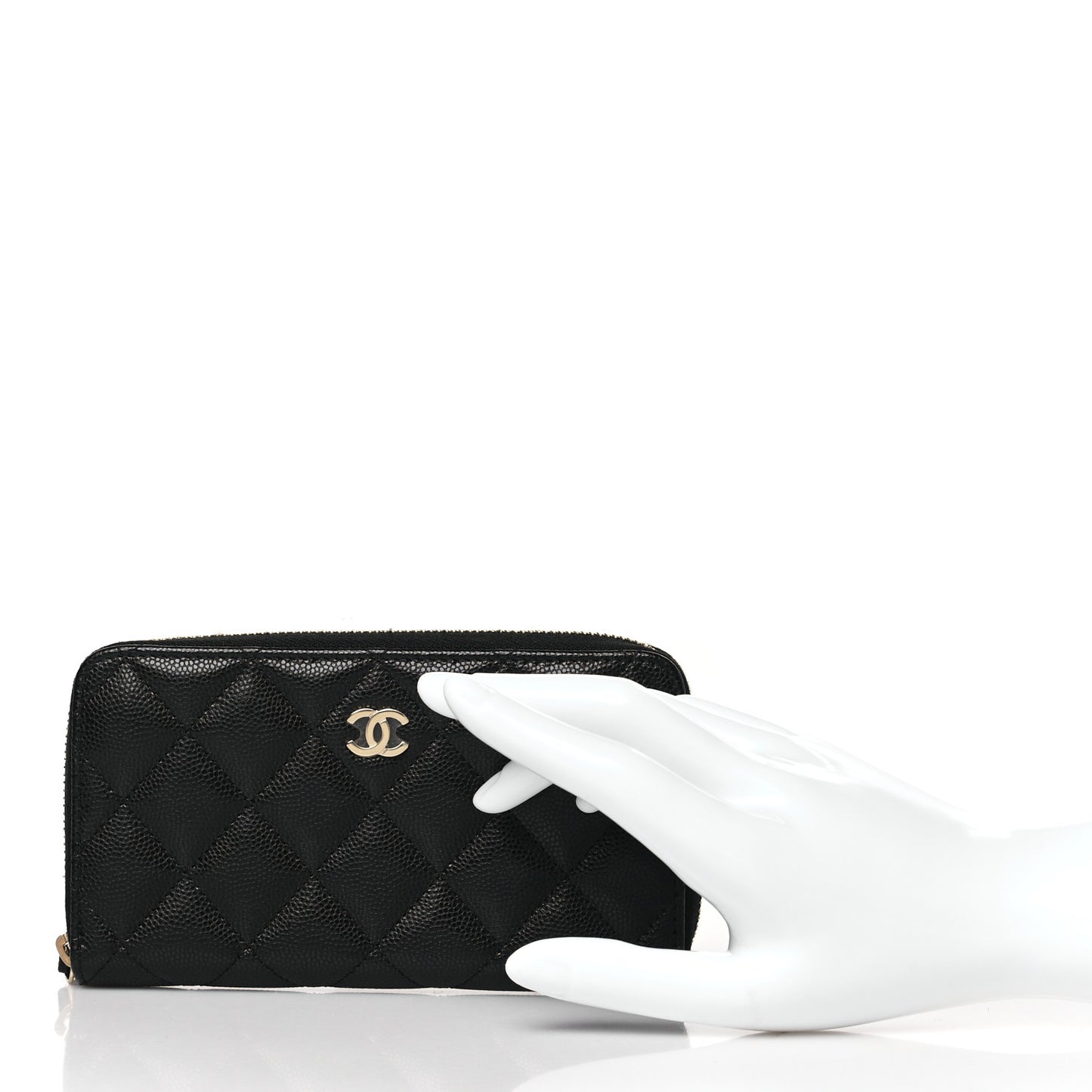 Caviar Quilted Medium Zip Around Wallet Black