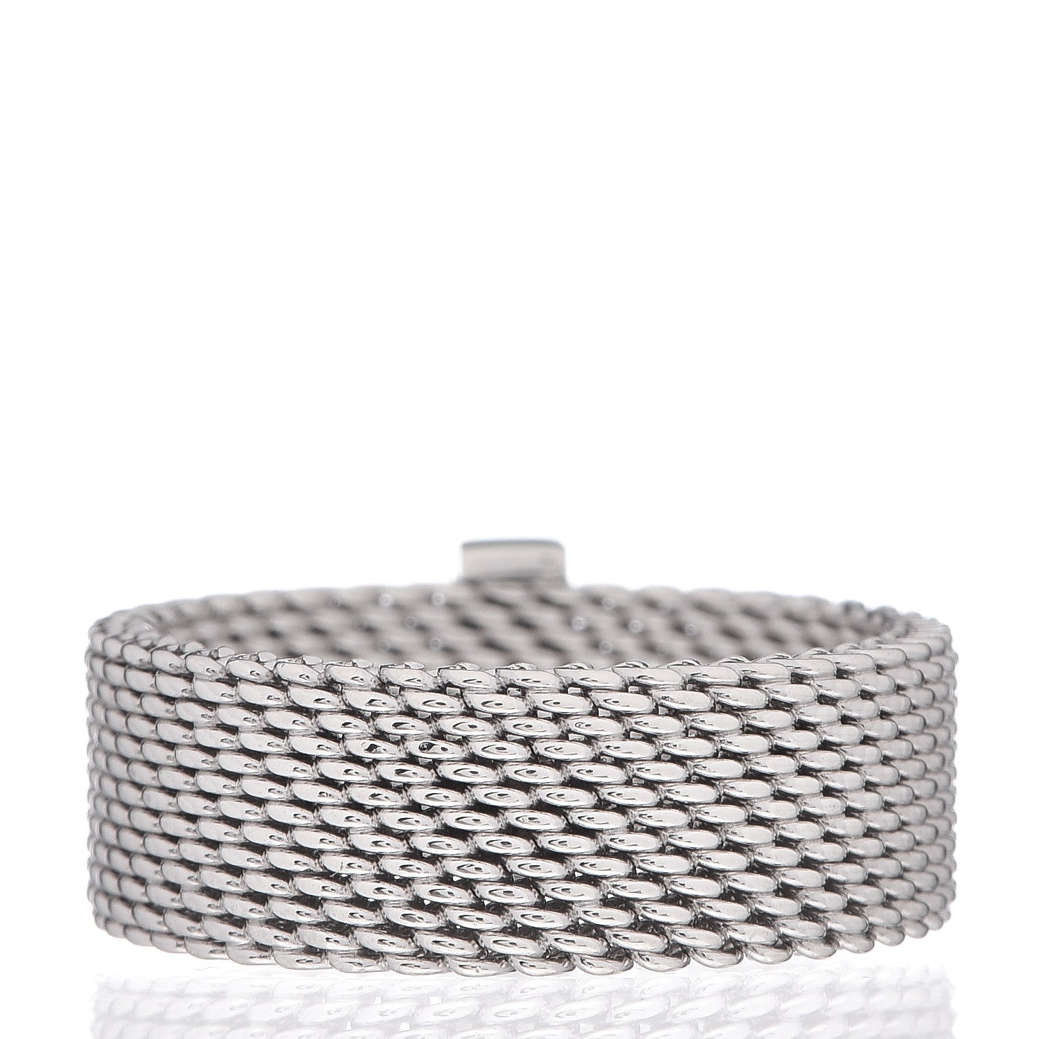Tiffany Sterling Silver Diamond Somerset Mesh Ring 52 6 4 of 5