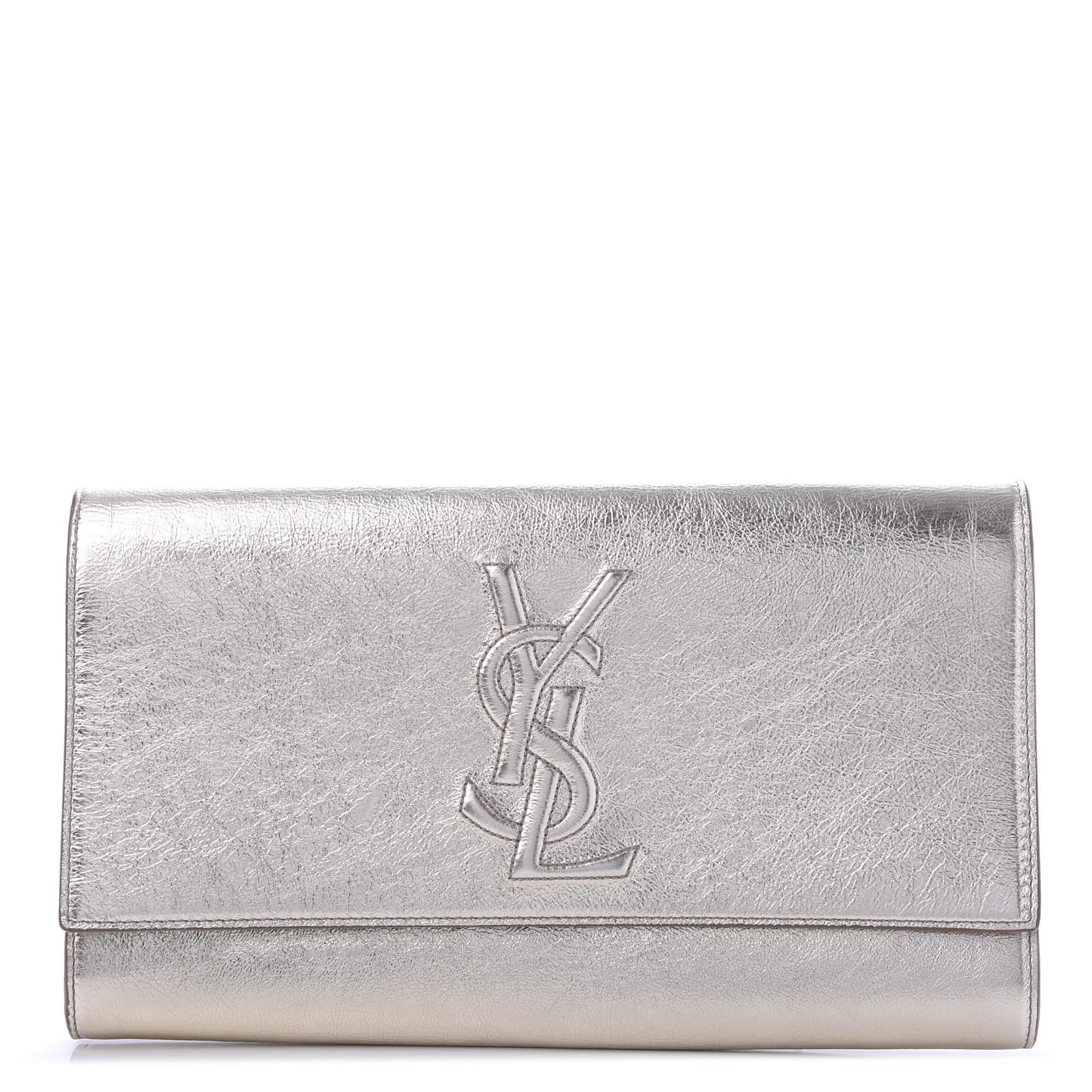 Metallic Calfskin Monogram Large Belle De Jour Clutch Silver