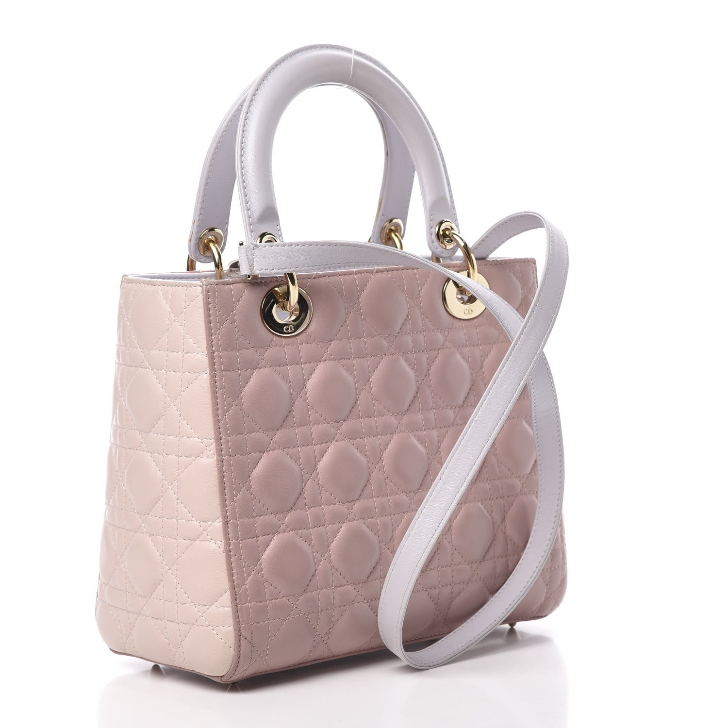 Christian Dior Lambskin Cannage Medium Tri-Color Lady Dior Rose Pale 3 of 17