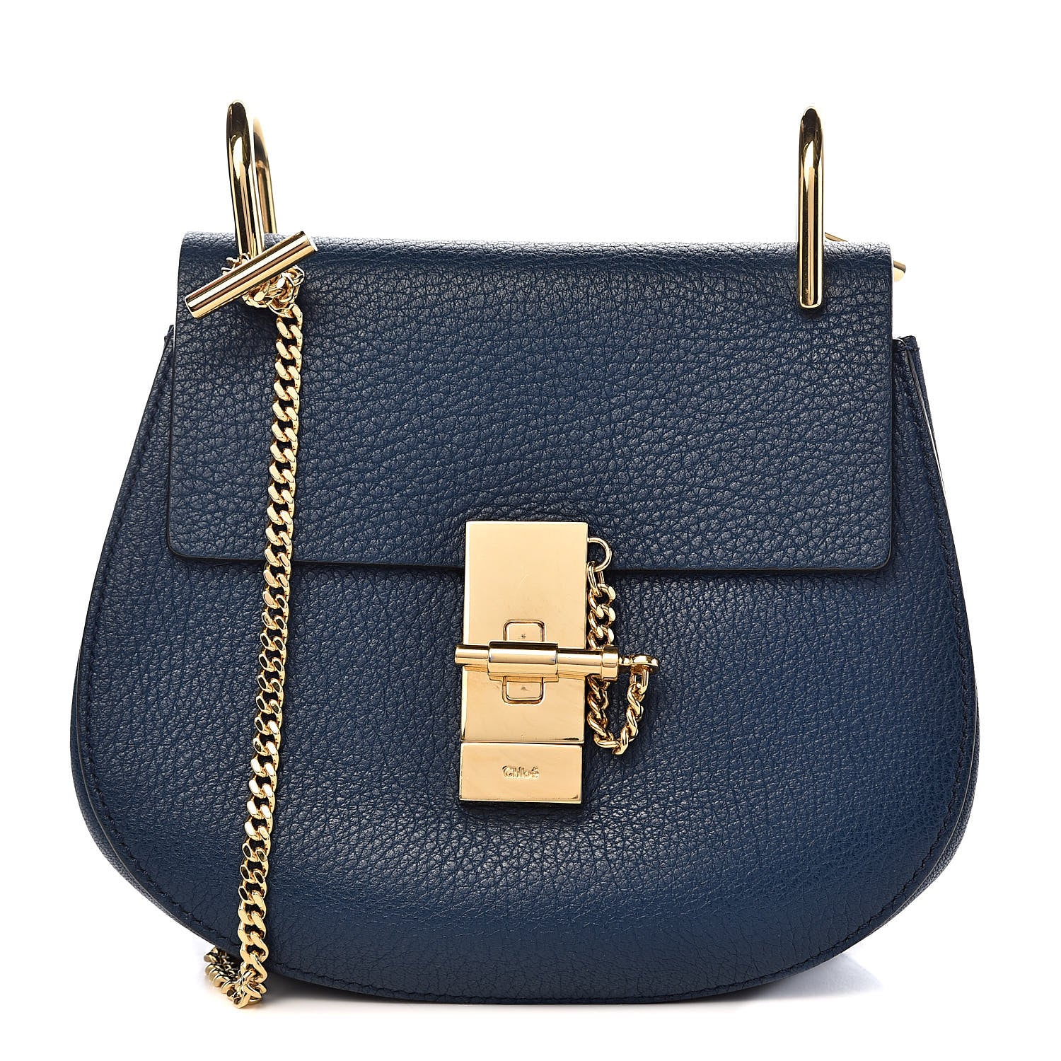 Chloe Grained Lambskin Mini Drew Shoulder Bag Factory Blue 1 of 9