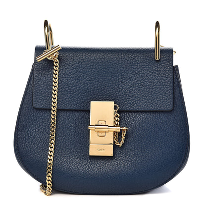 Chloe Grained Lambskin Mini Drew Shoulder Bag Factory Blue 1 of 9