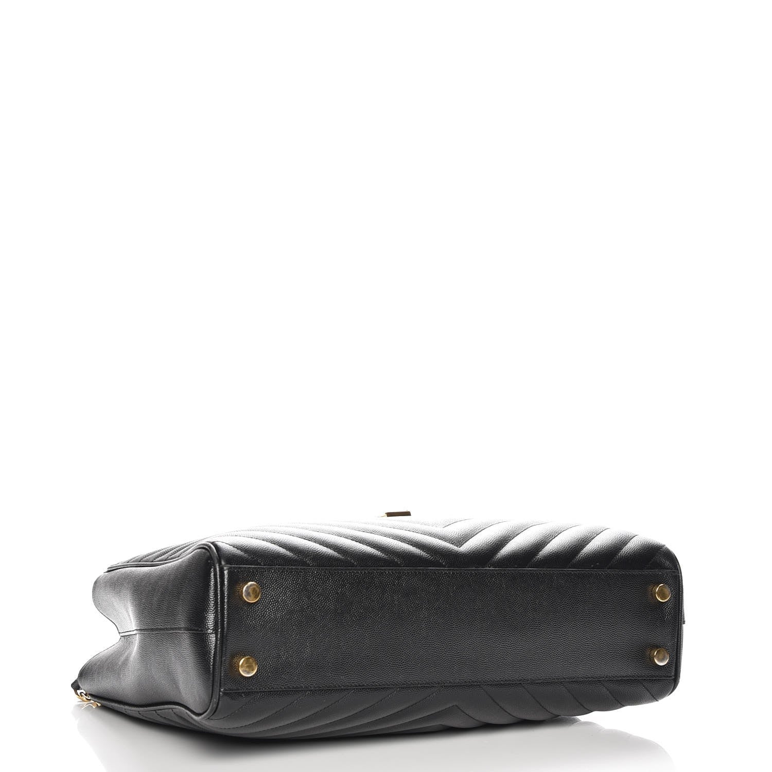 Saint Laurent Grain De Poudre Matelasse Chevron Monogram Shopping Bag Black 10 of 13