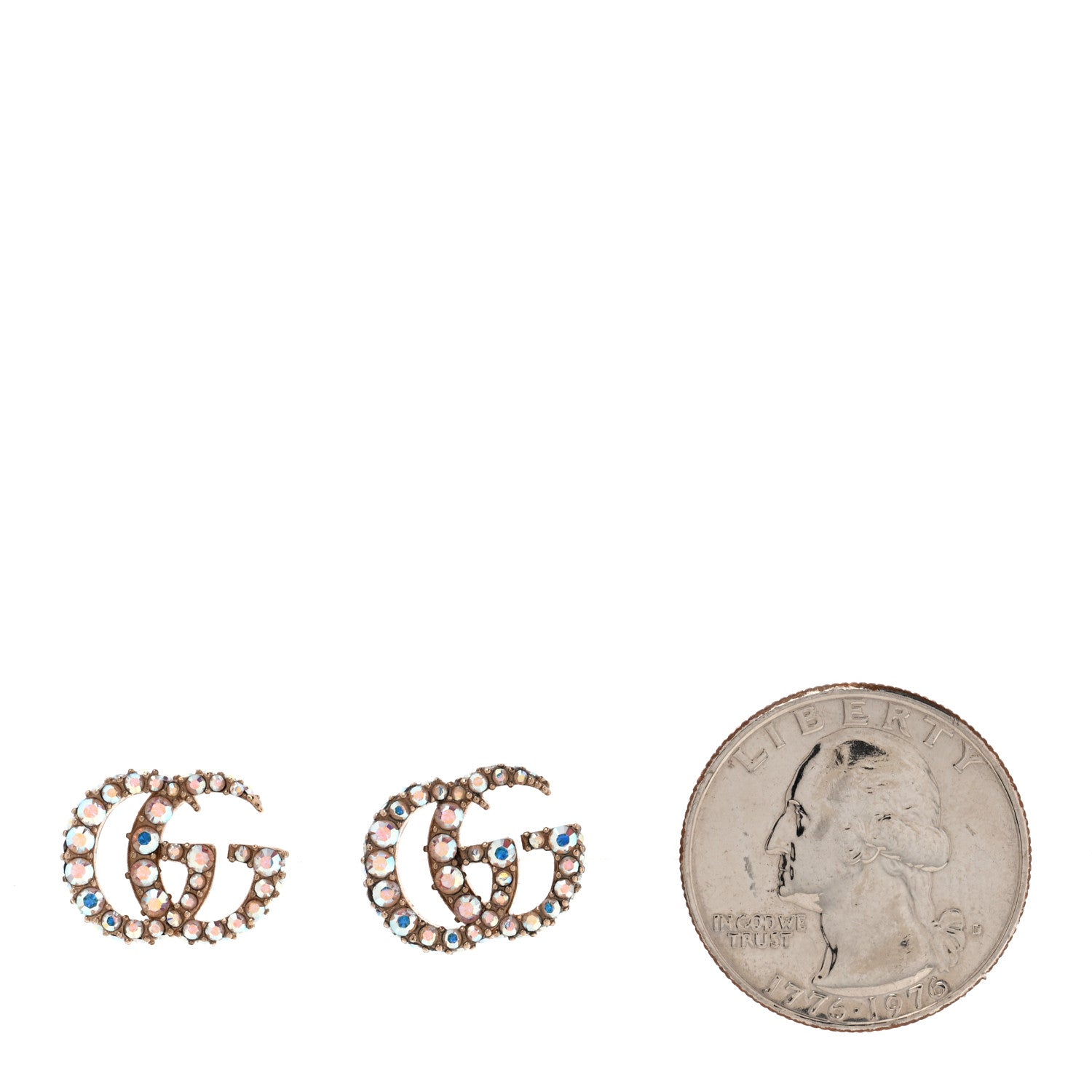 Gucci Crystal GG Marmont Stud Earrings Aurora Borealis 2 of 5
