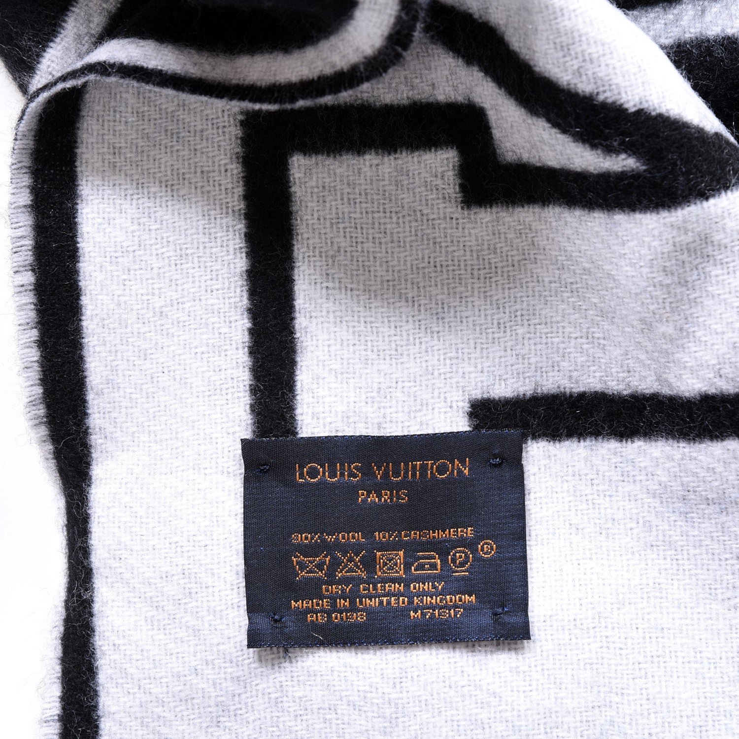 Louis Vuitton Wool Cashmere Louis City Scarf Black White 4 of 4
