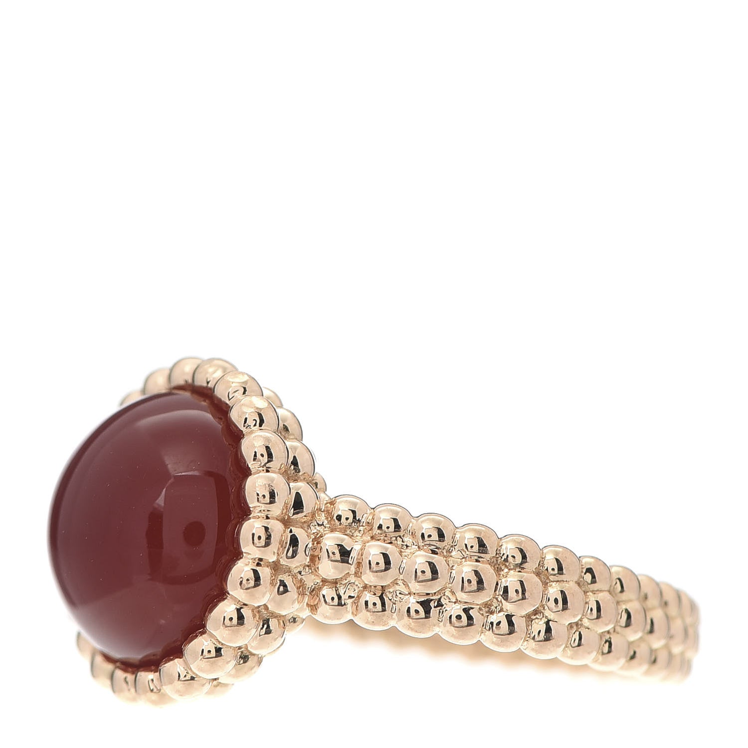 Van Cleef & Arpels 18K Rose Gold Carnelian Perlee Couleurs Ring 52 6 3 of 8
