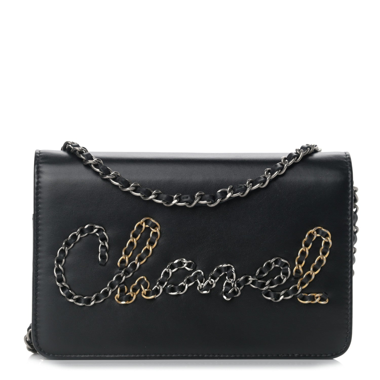 Chanel Calfskin Chain 20s Signe Wallet on Chain WOC Black 1 of 11