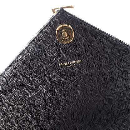 Saint Laurent Grain De Poudre Matelasse Chevron Large Monogram Satchel Black 8 of 9