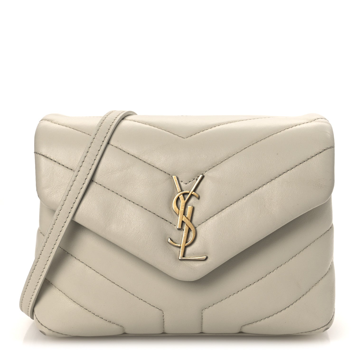 Saint Laurent Calfskin Y Quilted Monogram Toy Loulou Crossbody Bag Crema Soft 1 of 14