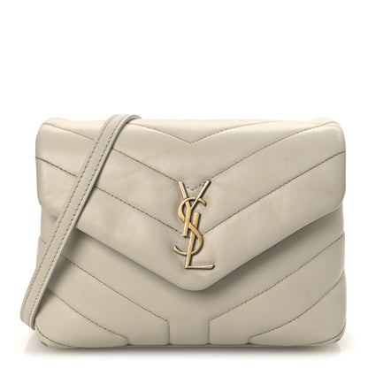 Saint Laurent Calfskin Y Quilted Monogram Toy Loulou Crossbody Bag Crema Soft 1 of 14