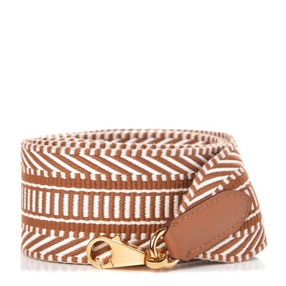 Hermes Toile Swift 50mm Sangle Cavale Shoulder Strap Ecru Beige Gold 1 of 5