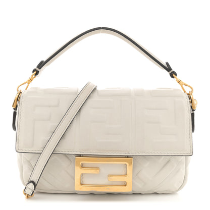 Fendi Nappa FF 1974 Embossed Mini Baguette White 1 of 12