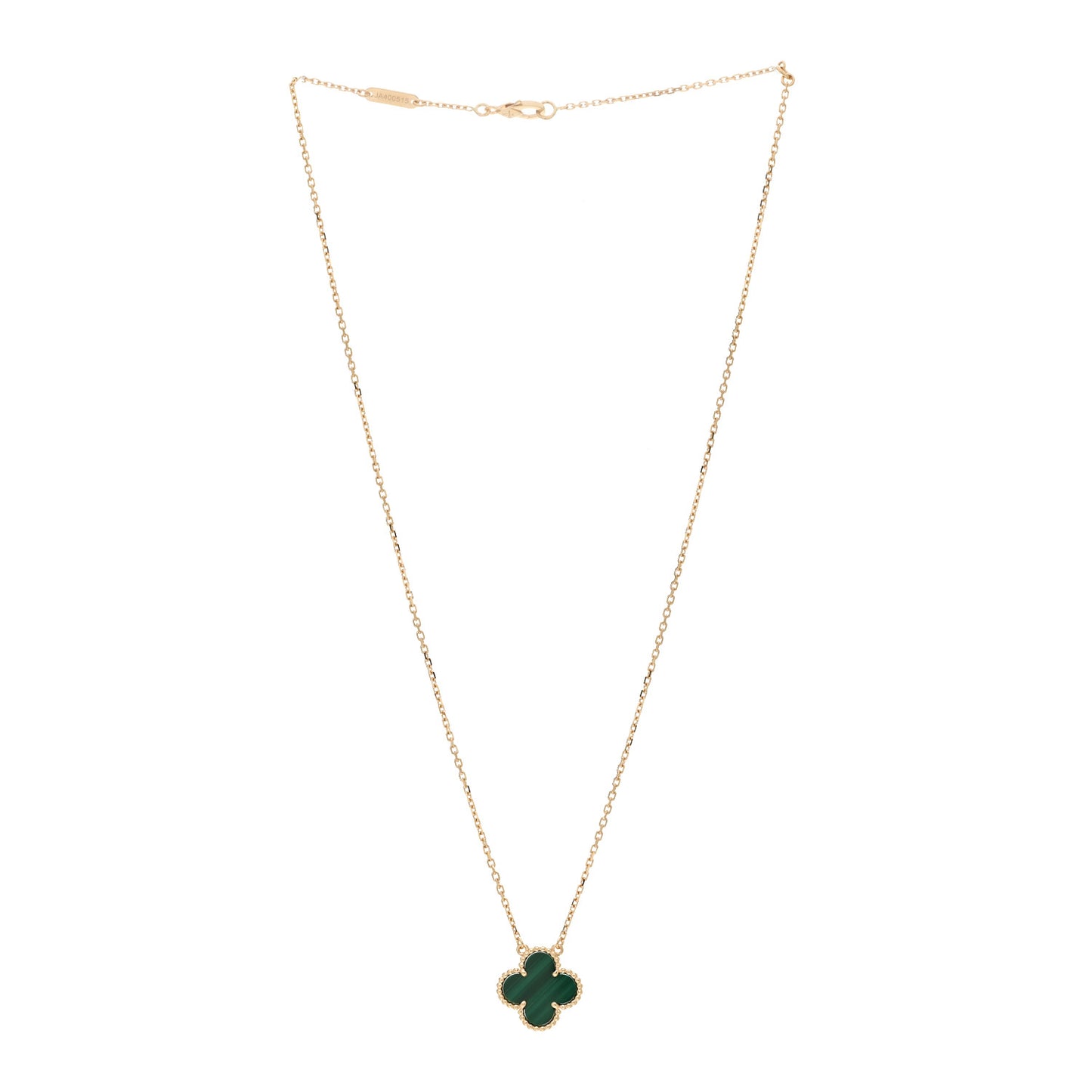 18K Yellow Gold Malachite Vintage Alhambra Pendant Necklace
