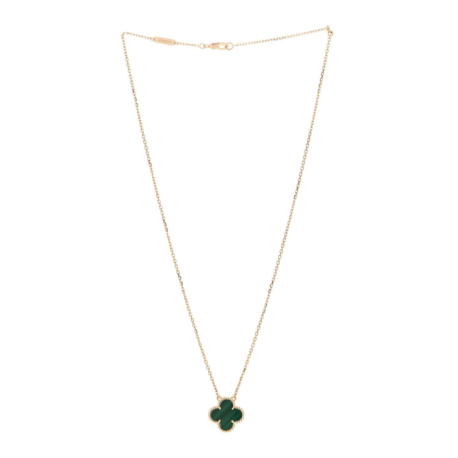 Van Cleef & Arpels 18K Yellow Gold Malachite Vintage Alhambra Pendant Necklace 3 of 5