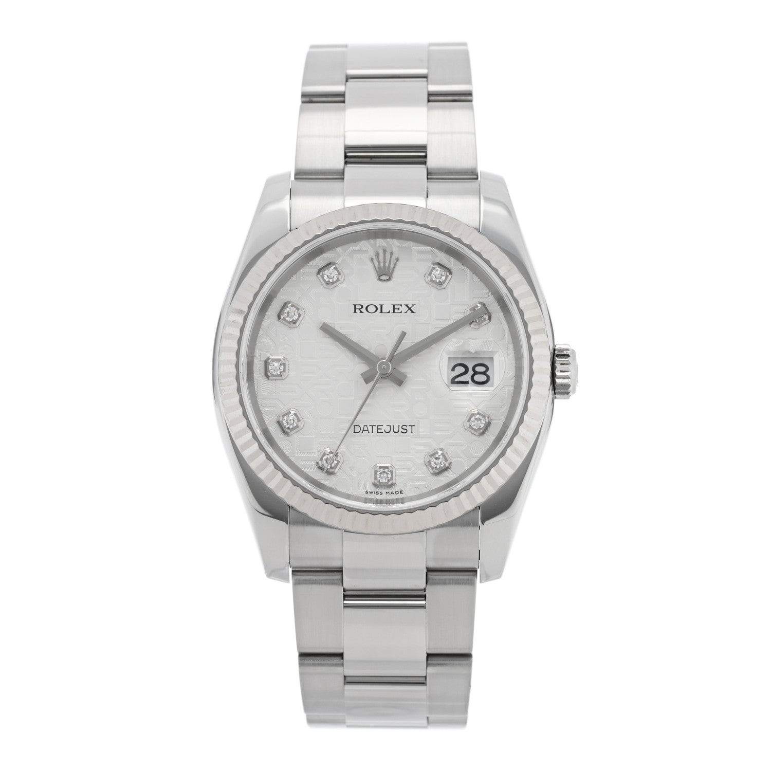 Rolex Stainless Steel 18K White Gold Diamond 36mm Oyster Perpetual Datejust Watch Silver Jubilee 16234 1 of 5