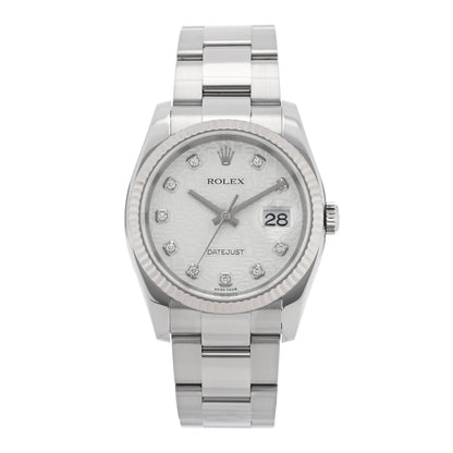 Rolex Stainless Steel 18K White Gold Diamond 36mm Oyster Perpetual Datejust Watch Silver Jubilee 16234 1 of 5