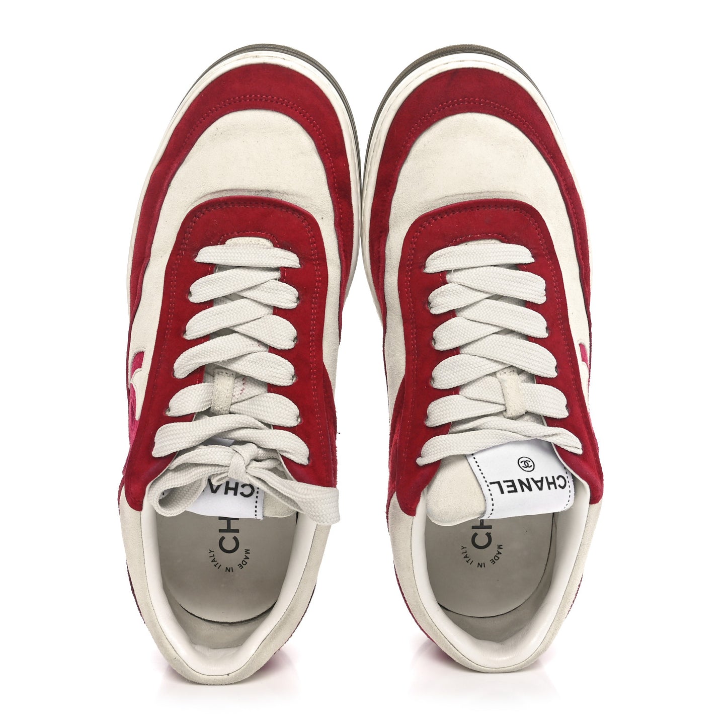 Suede Kidskin Womens CC Sneakers 40 Burgundy White