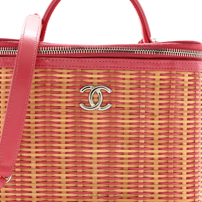 Chanel Glazed Calfskin Raffia Vanity Case Bag Pink 8 of 12
