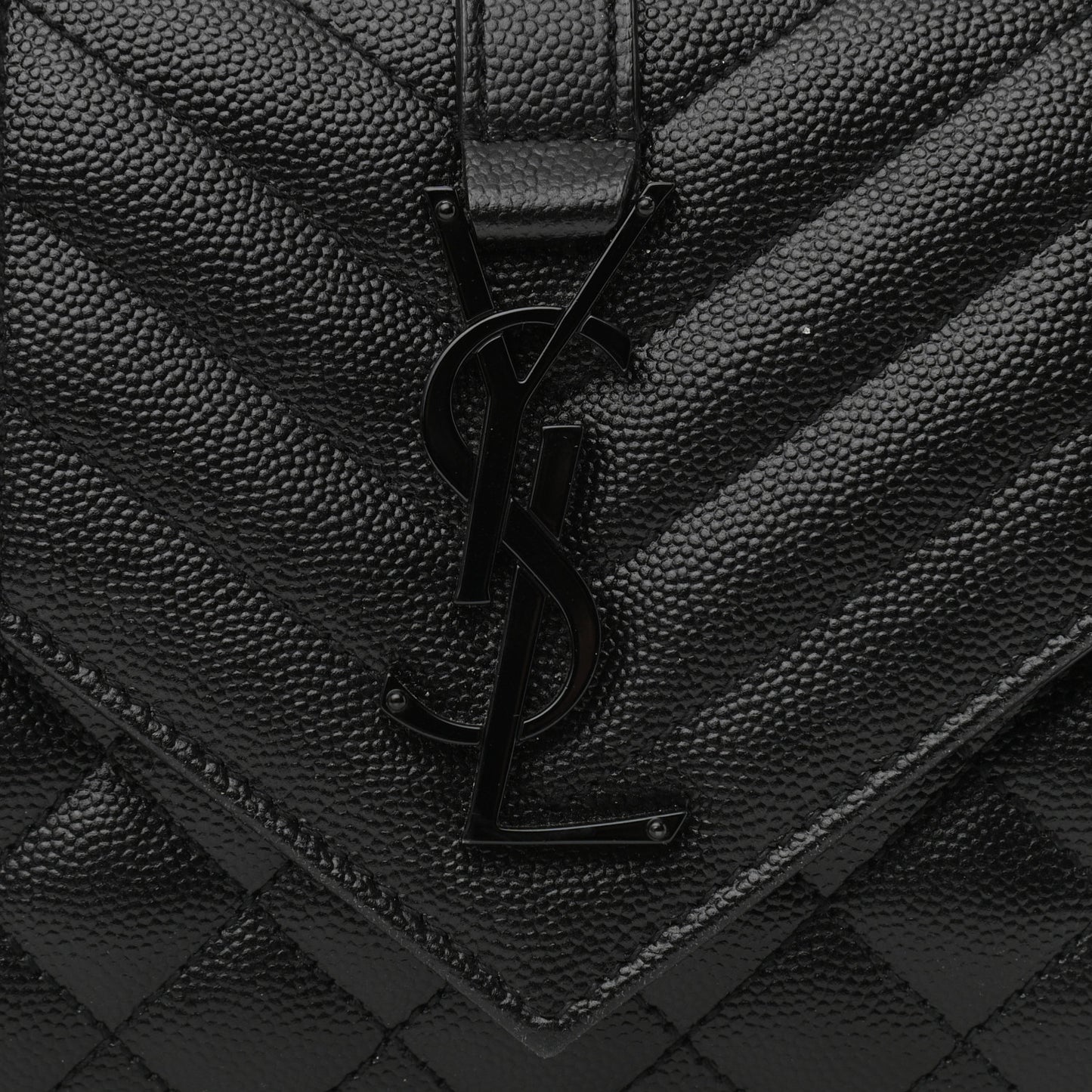 Grain De Poudre Textured Mixed Matelasse Triquilt Small Monogram Satchel Black