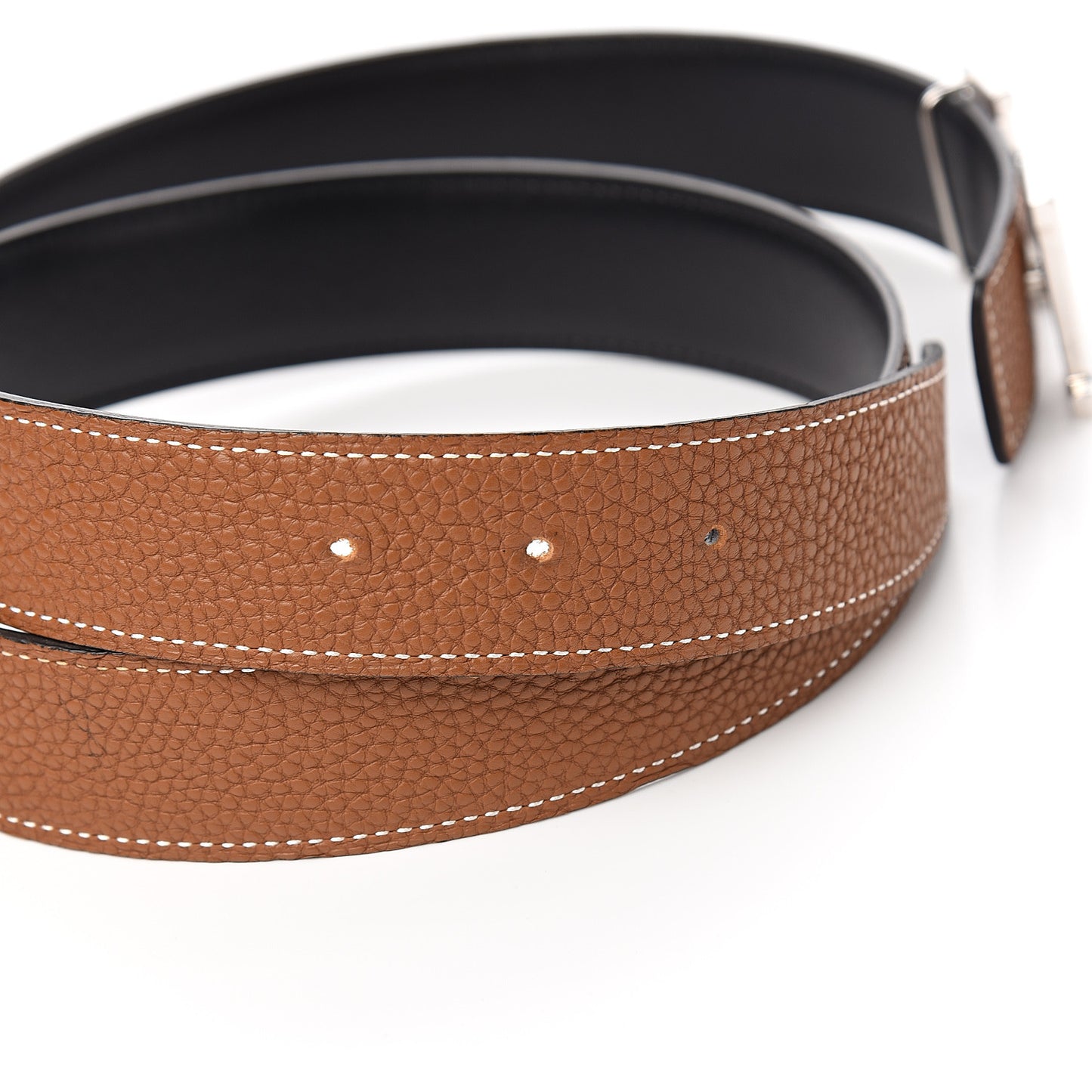 Box Togo Constance H Belt 95 Black Gold