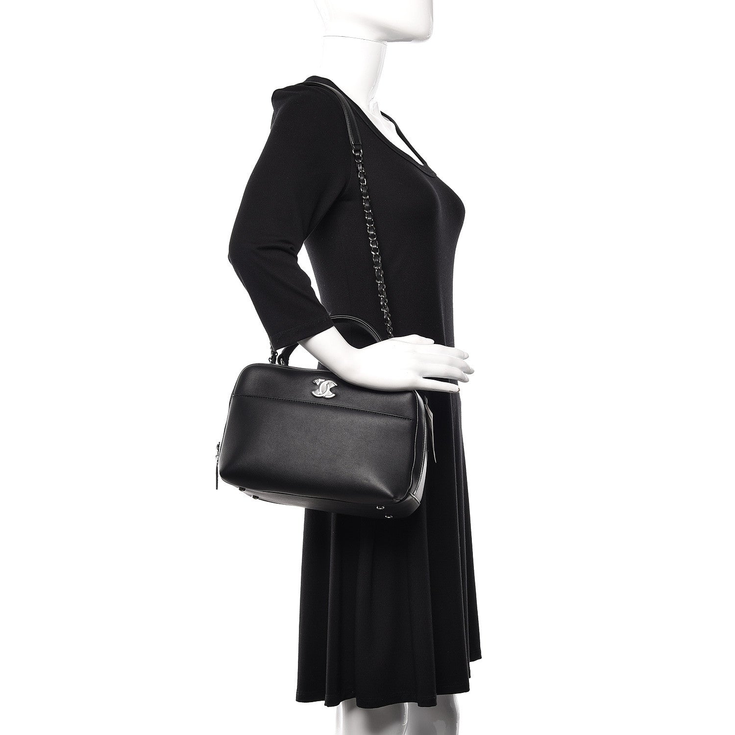 Chanel Calfskin Small Trendy CC Bowling Bag Black 2 of 10