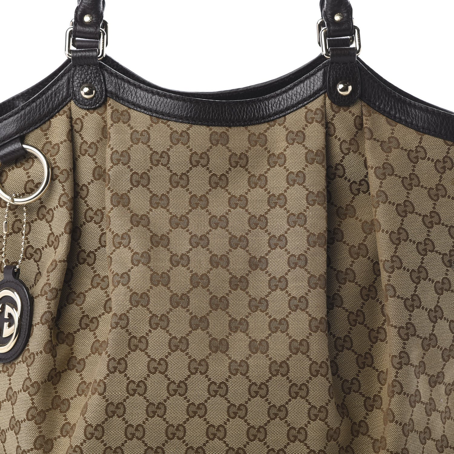 Gucci Monogram Dollar Calfskin Large Sukey Tote Beige Ebony Testa di Moro 7 of 13