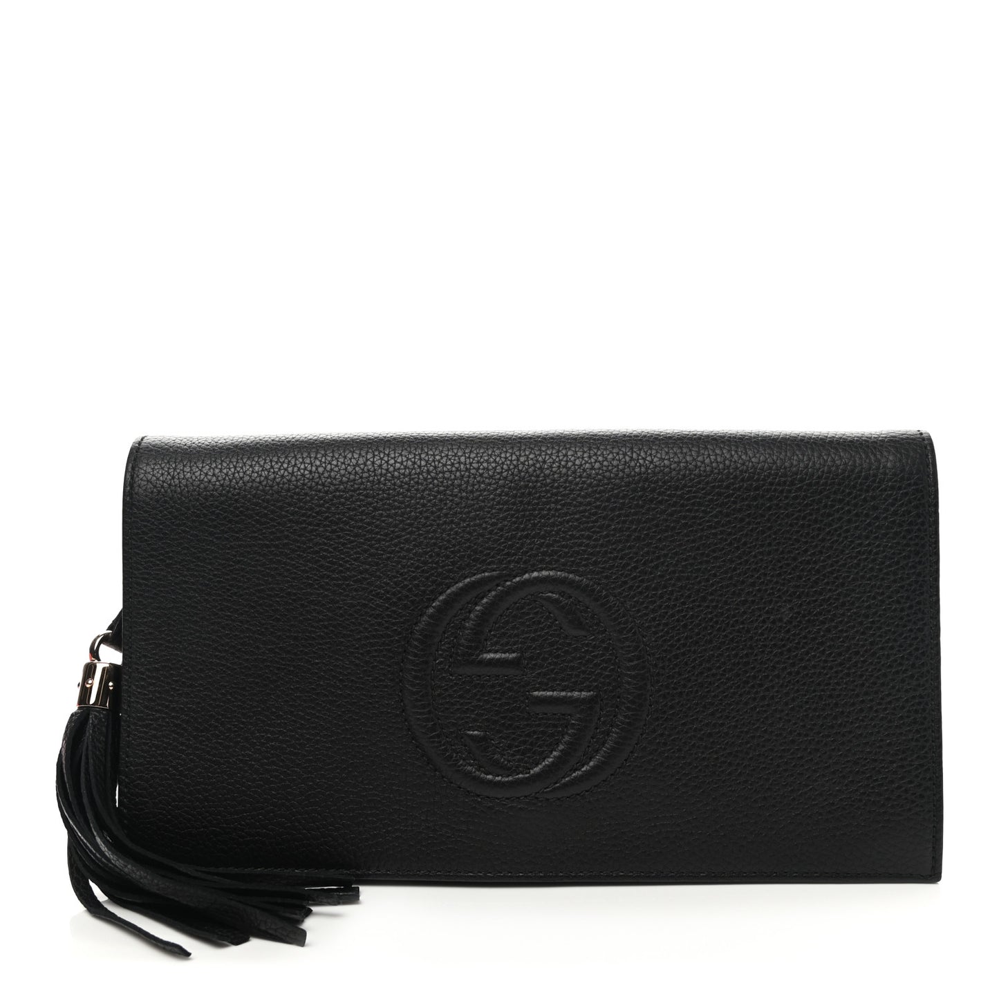 Pebbled Calfskin Medium Soho Clutch Black